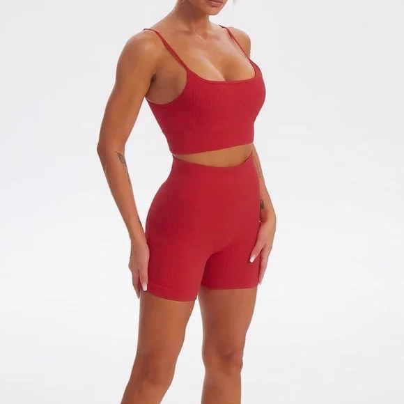 Red Ribbed 2-Piece Set - Picture 3 of 5